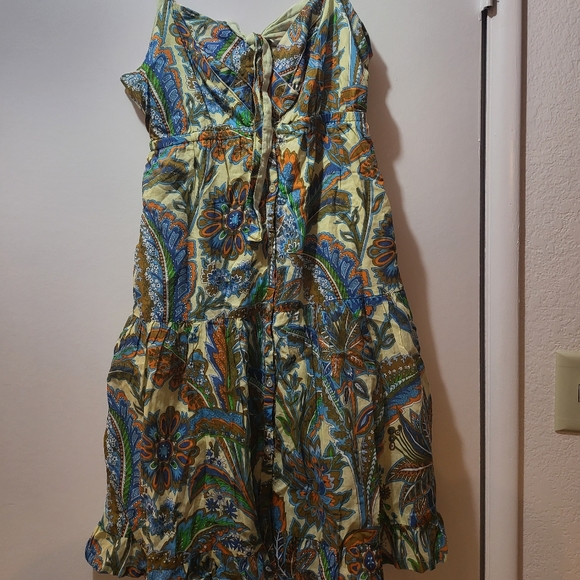 House of Harlow 1960 Boho Floral Blue Ivory Dress Size Small - Picture 1 of 11